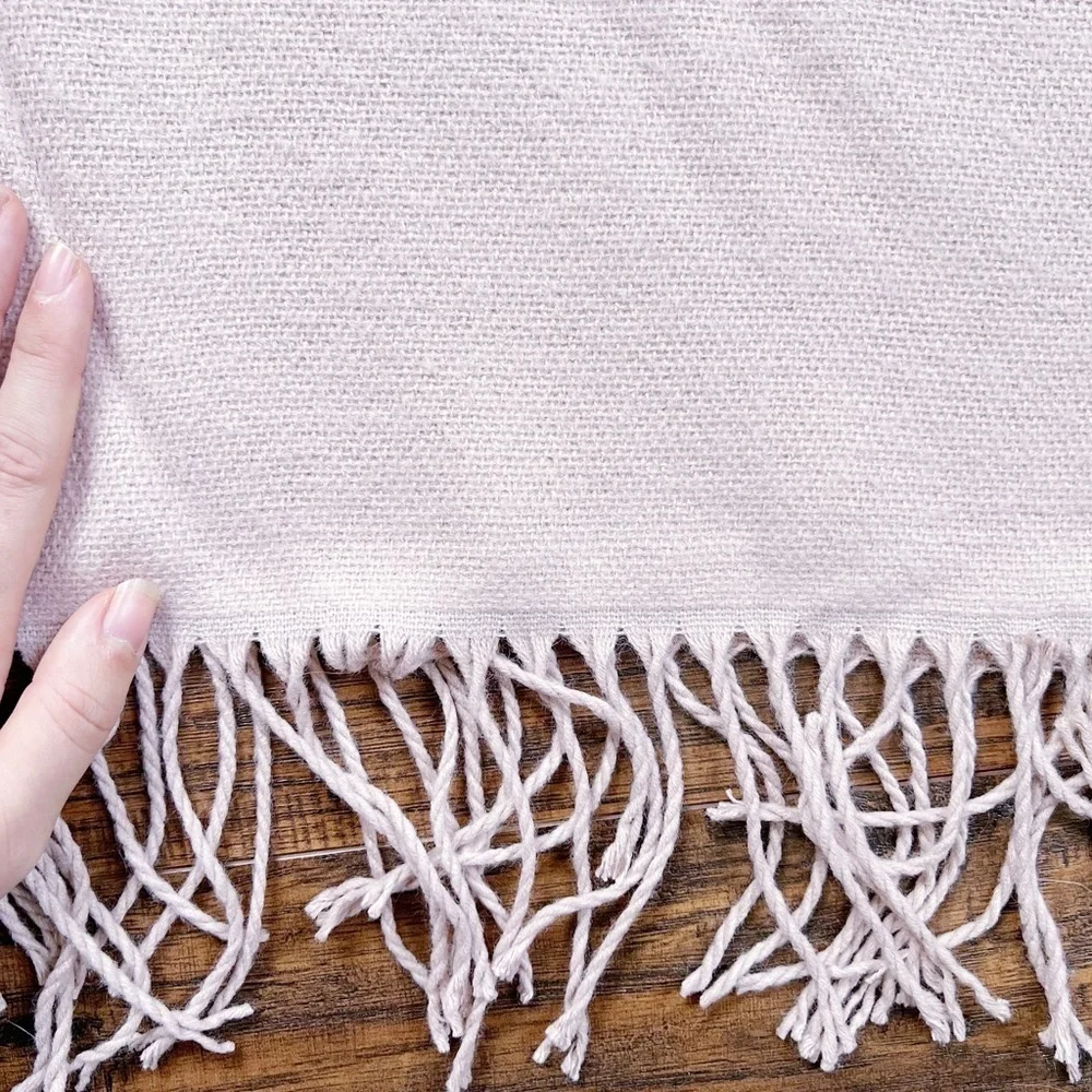 SOIA & KYO • Yadira Woven Scarfigan wrap shawl poncho scarf pink beige fringed